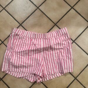 J. Crew  FACTORY Pink and White Striped Linen Blend Shorts NWOT Large